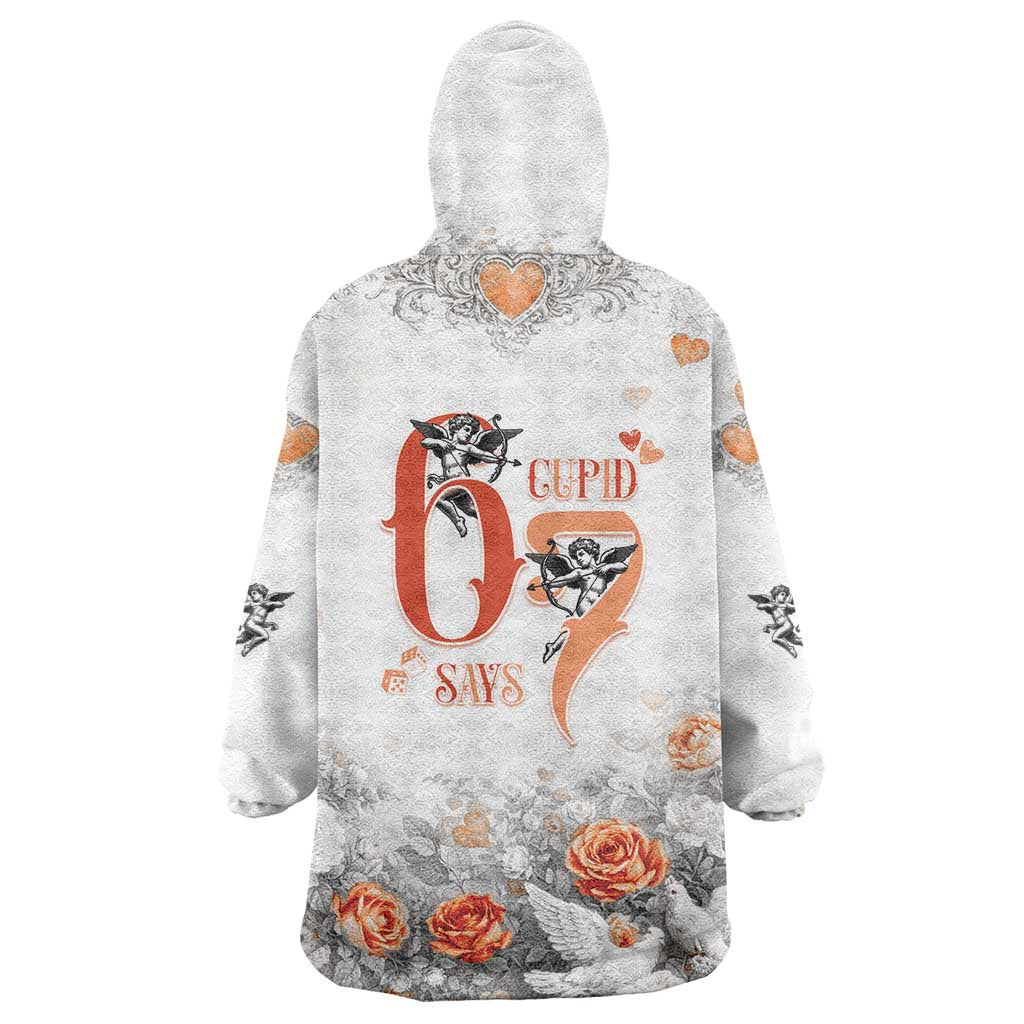 Funny Valentines Day Wearable Blanket Hoodie Cupid Says 67