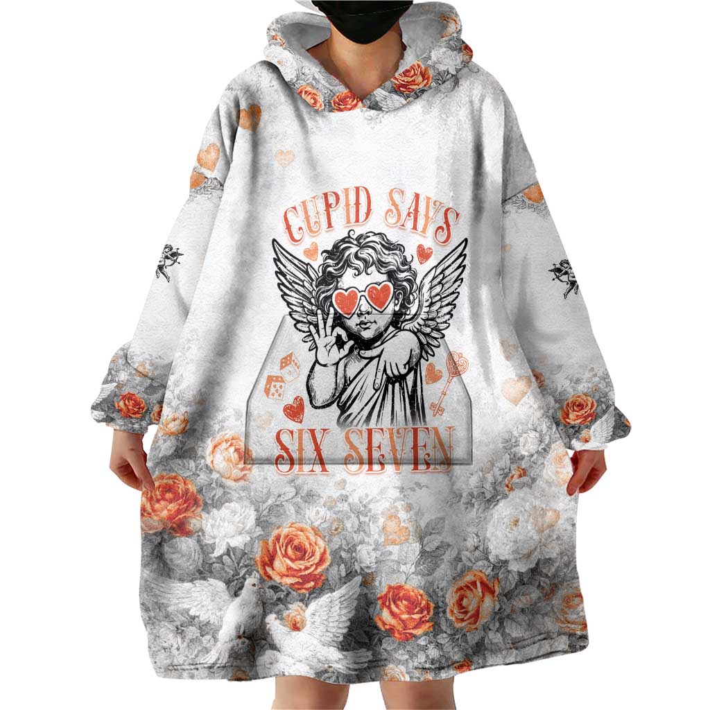 Funny Valentines Day Wearable Blanket Hoodie Cupid Says 67