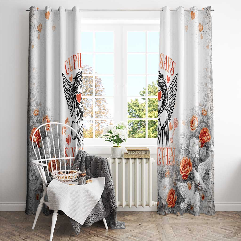 Funny Valentines Day Window Curtain Cupid Says 67
