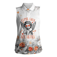 Funny Valentines Day Women Sleeveless Polo Shirt Cupid Says 67