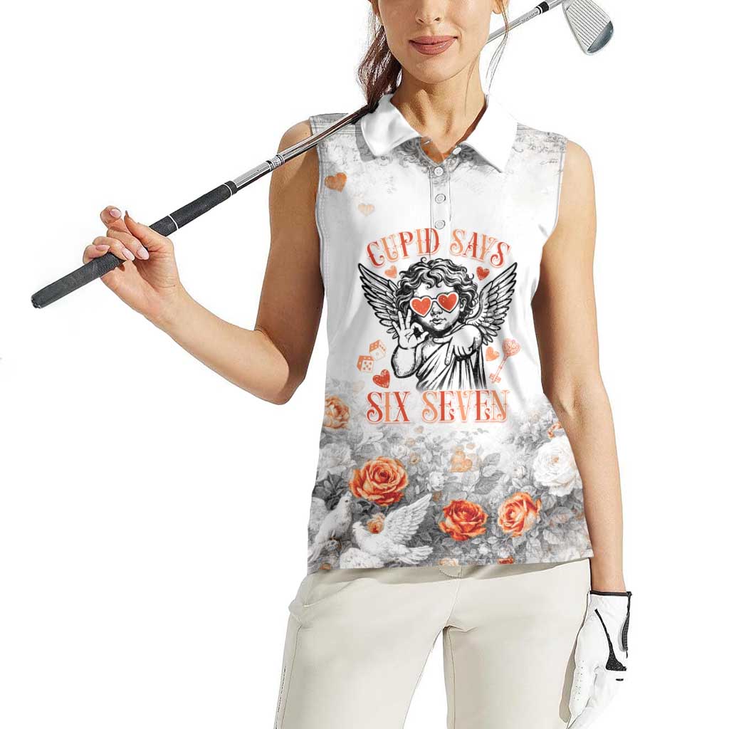 Funny Valentines Day Women Sleeveless Polo Shirt Cupid Says 67