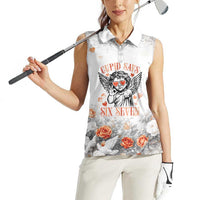 Funny Valentines Day Women Sleeveless Polo Shirt Cupid Says 67