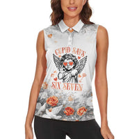 Funny Valentines Day Women Sleeveless Polo Shirt Cupid Says 67