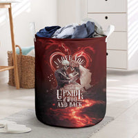 Skull Valentines Day Laundry Basket I Love You To The Upside Down And Back
