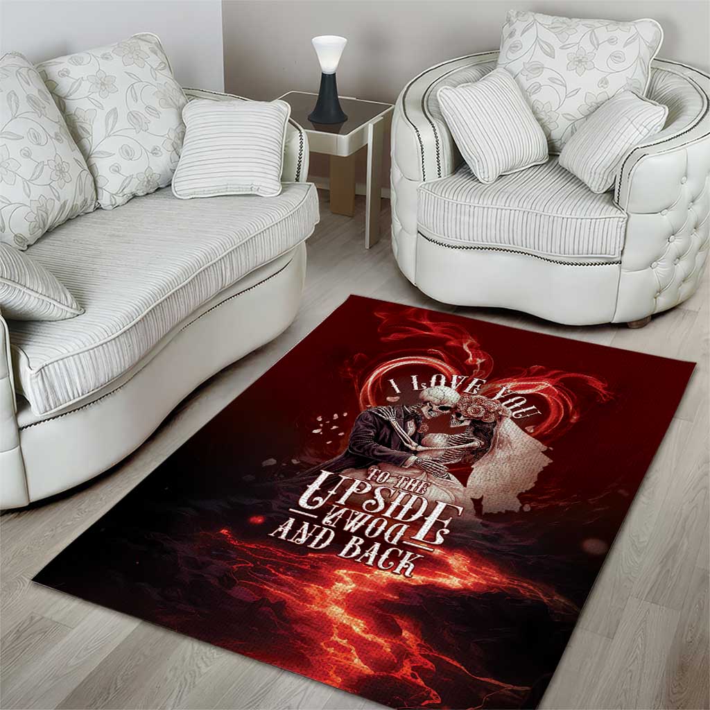 Skull Valentines Day Area Rug I Love You To The Upside Down And Back