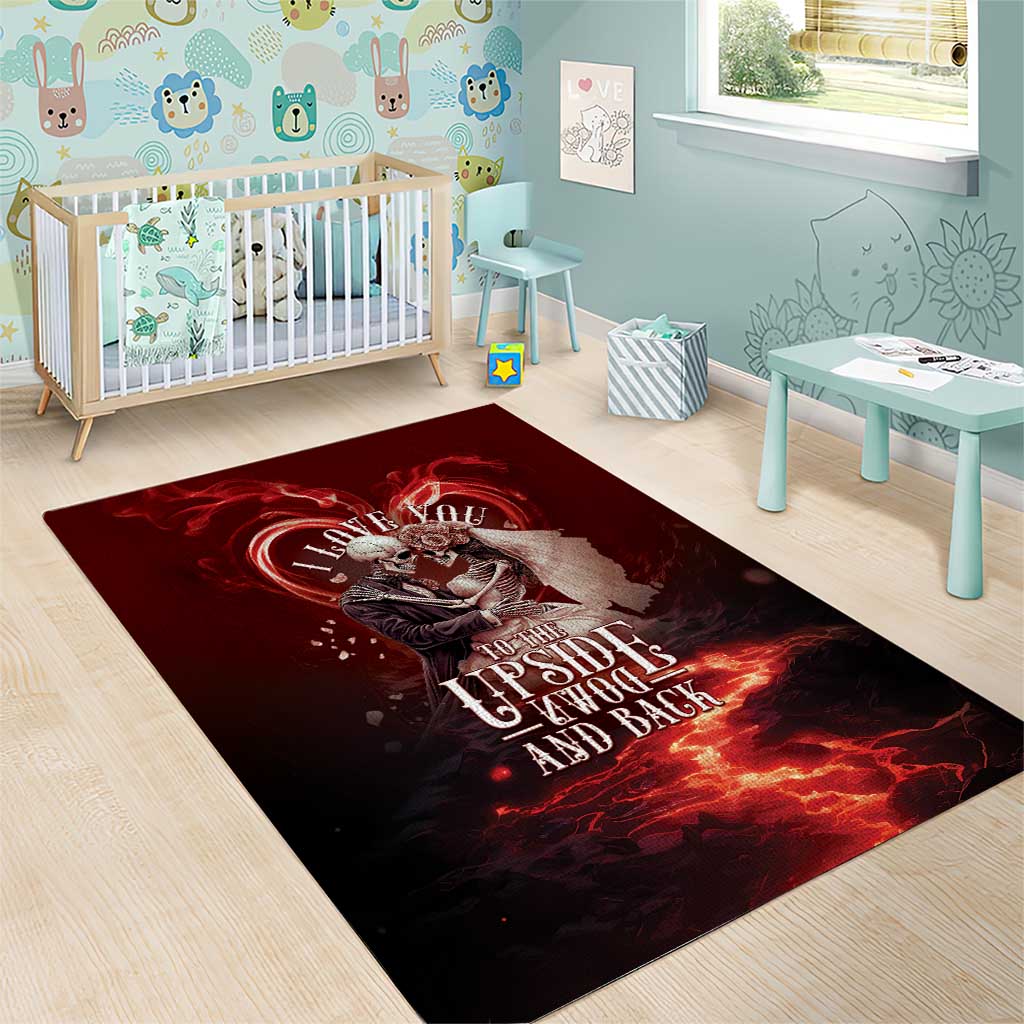 Skull Valentines Day Area Rug I Love You To The Upside Down And Back