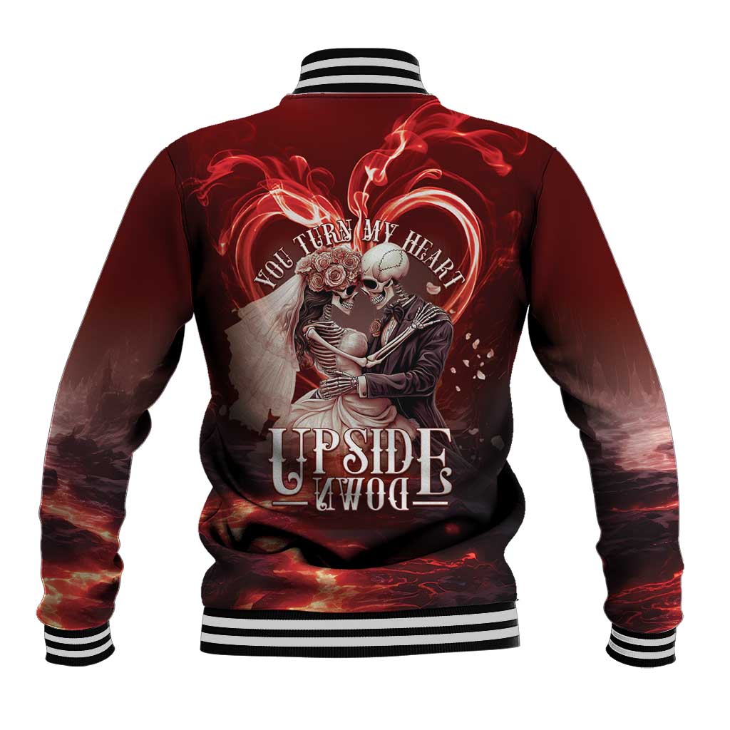 Skull Valentines Day Baseball Jacket I Love You To The Upside Down And Back