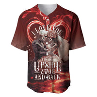 Skull Valentines Day Baseball Jersey I Love You To The Upside Down And Back
