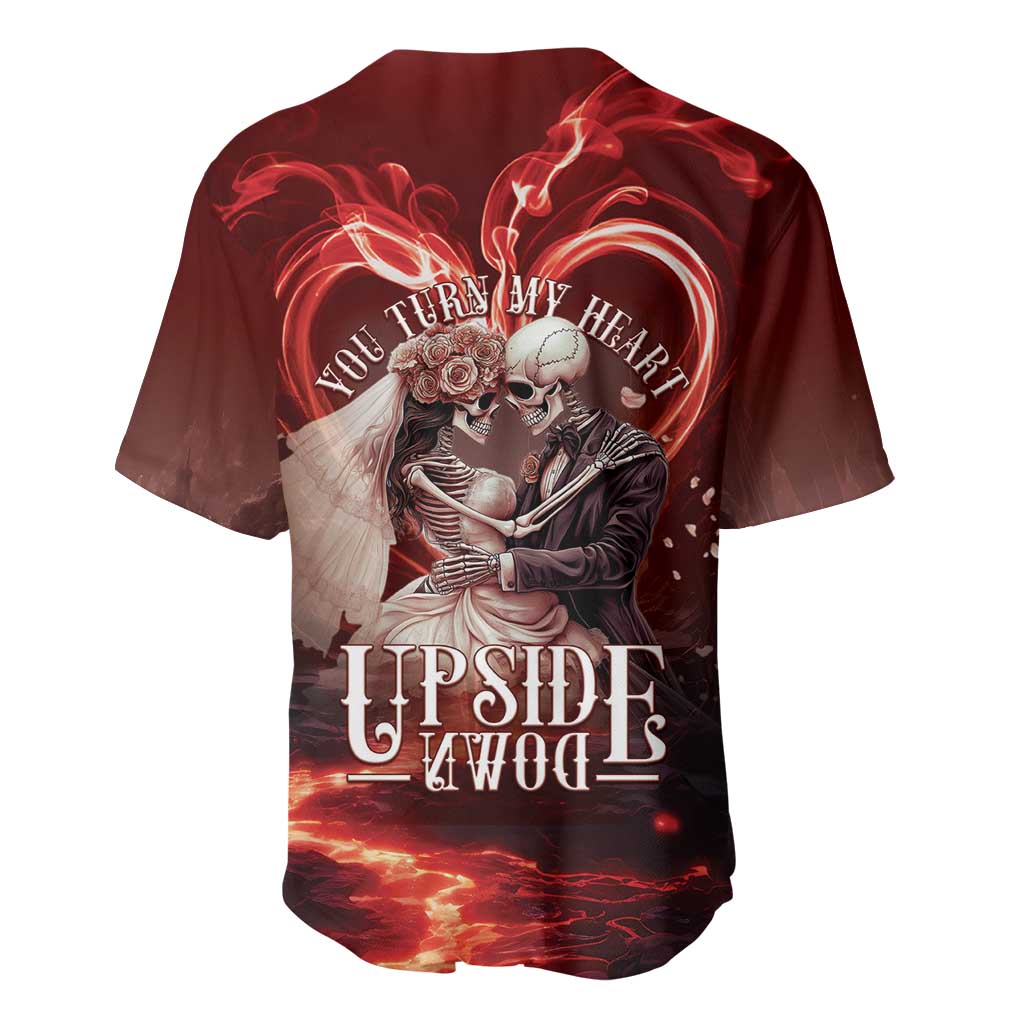 Skull Valentines Day Baseball Jersey I Love You To The Upside Down And Back