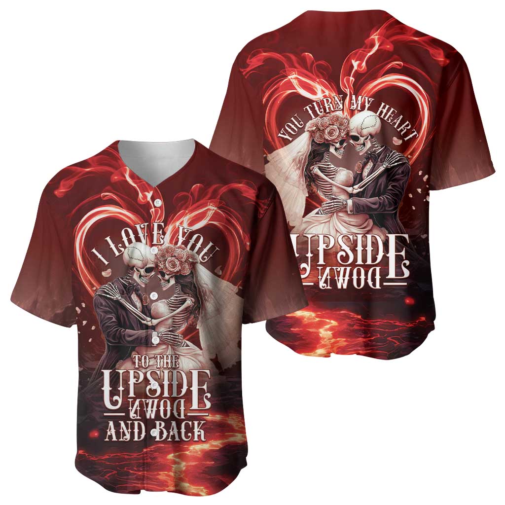 Skull Valentines Day Baseball Jersey I Love You To The Upside Down And Back