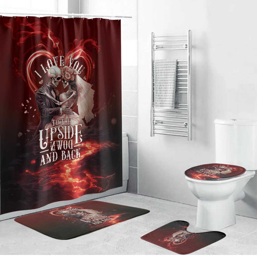 Skull Valentines Day Bathroom Set I Love You To The Upside Down And Back