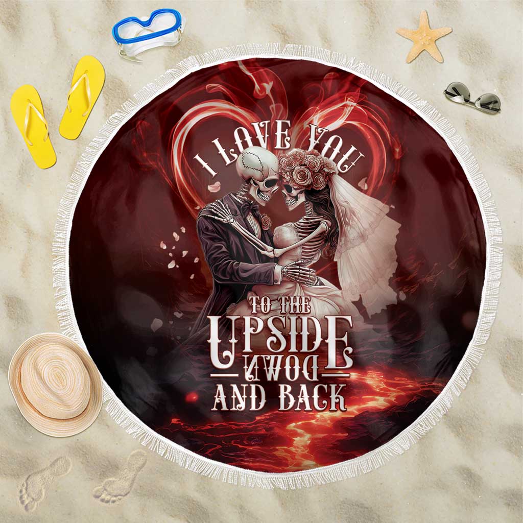 Skull Valentines Day Beach Blanket I Love You To The Upside Down And Back