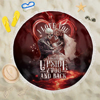 Skull Valentines Day Beach Blanket I Love You To The Upside Down And Back