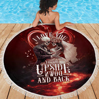 Skull Valentines Day Beach Blanket I Love You To The Upside Down And Back