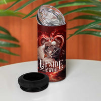Skull Valentines Day 4 in 1 Can Cooler Tumbler I Love You To The Upside Down And Back