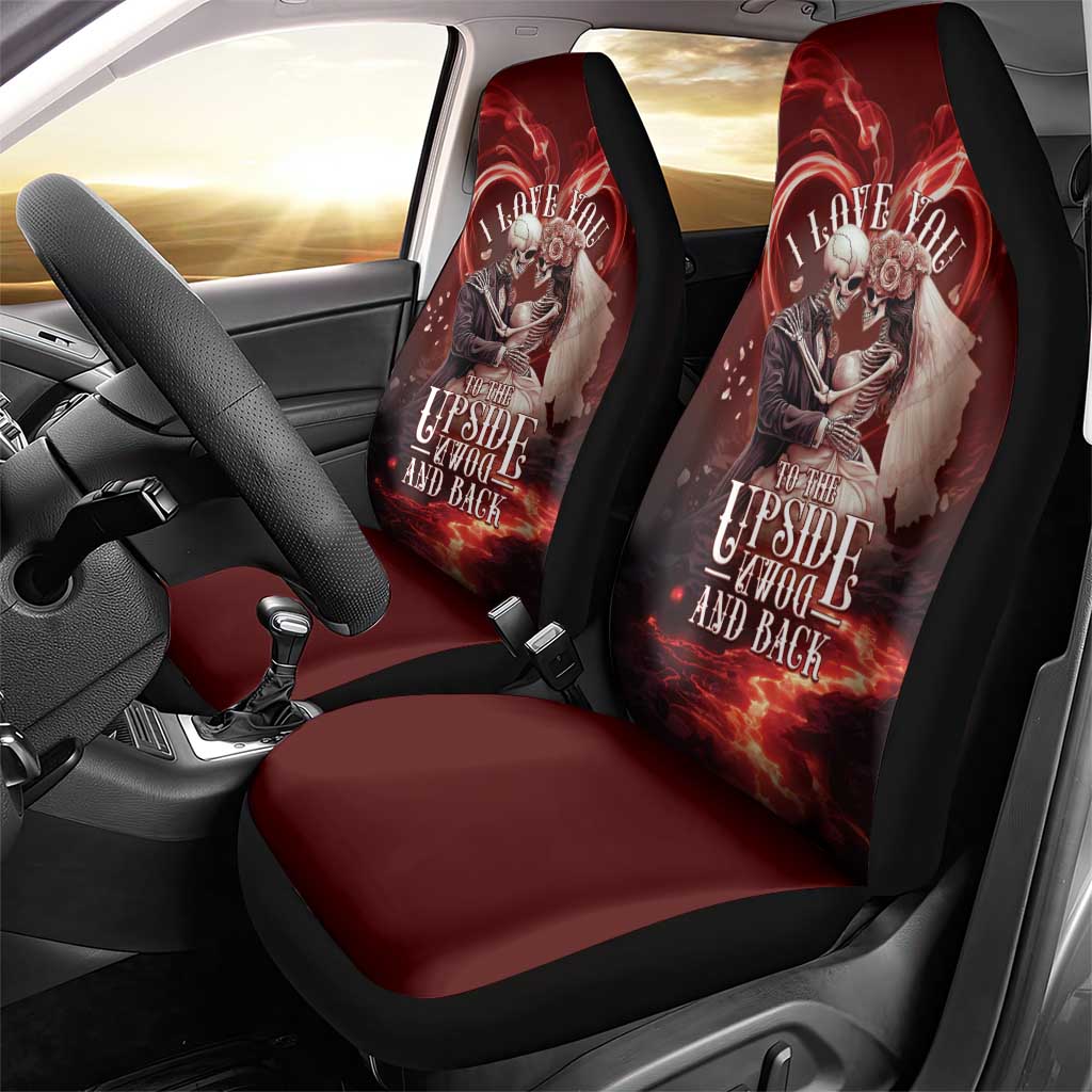 Skull Valentines Day Car Seat Cover I Love You To The Upside Down And Back