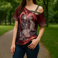 Skull Valentines Day Cross Shoulder Shirt I Love You To The Upside Down And Back