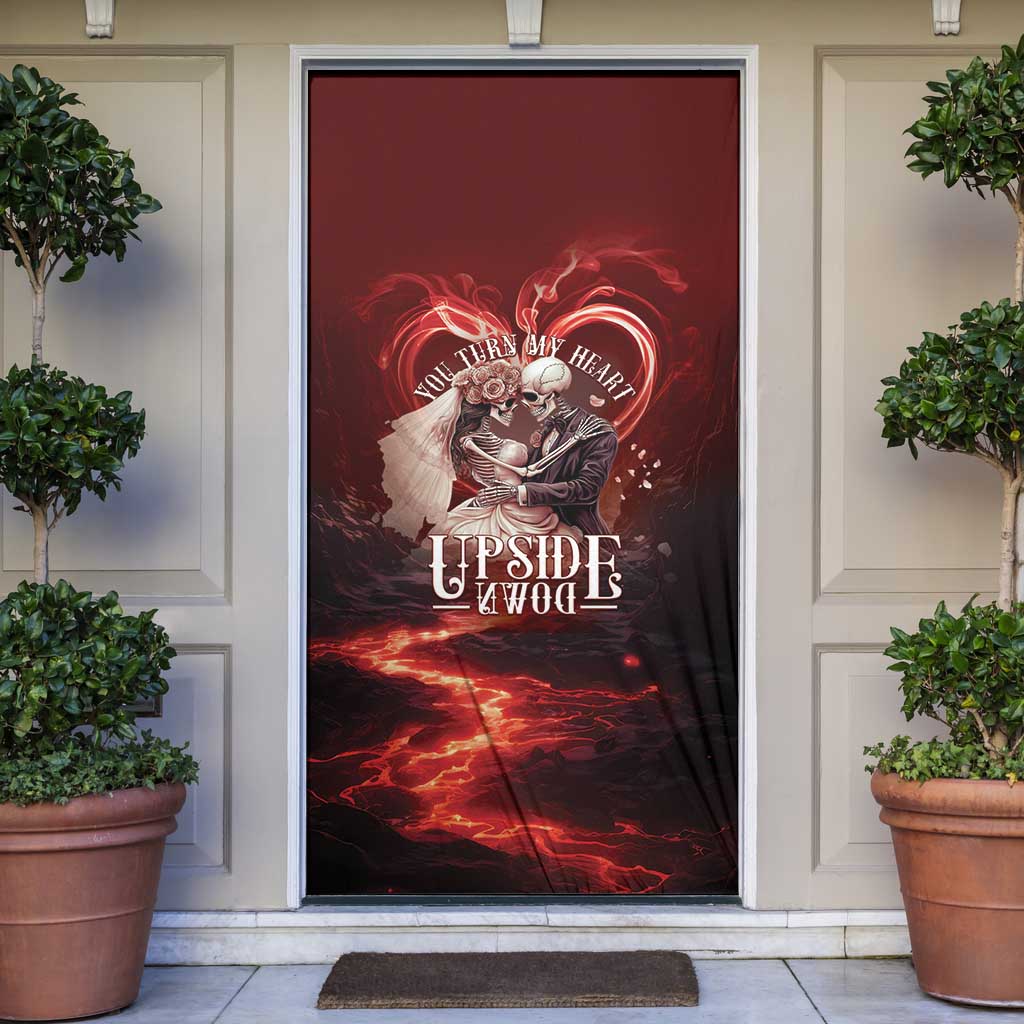 Skull Valentines Day Door Cover I Love You To The Upside Down And Back