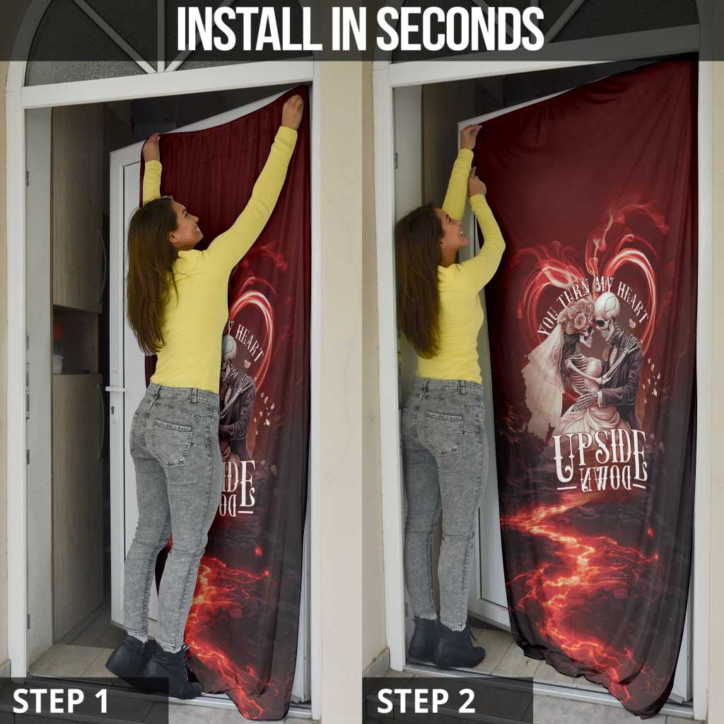 Skull Valentines Day Door Cover I Love You To The Upside Down And Back