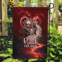 Skull Valentines Day Garden Flag I Love You To The Upside Down And Back