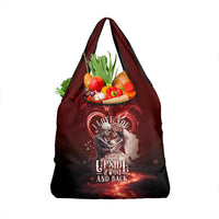 Skull Valentines Day Grocery Bag I Love You To The Upside Down And Back