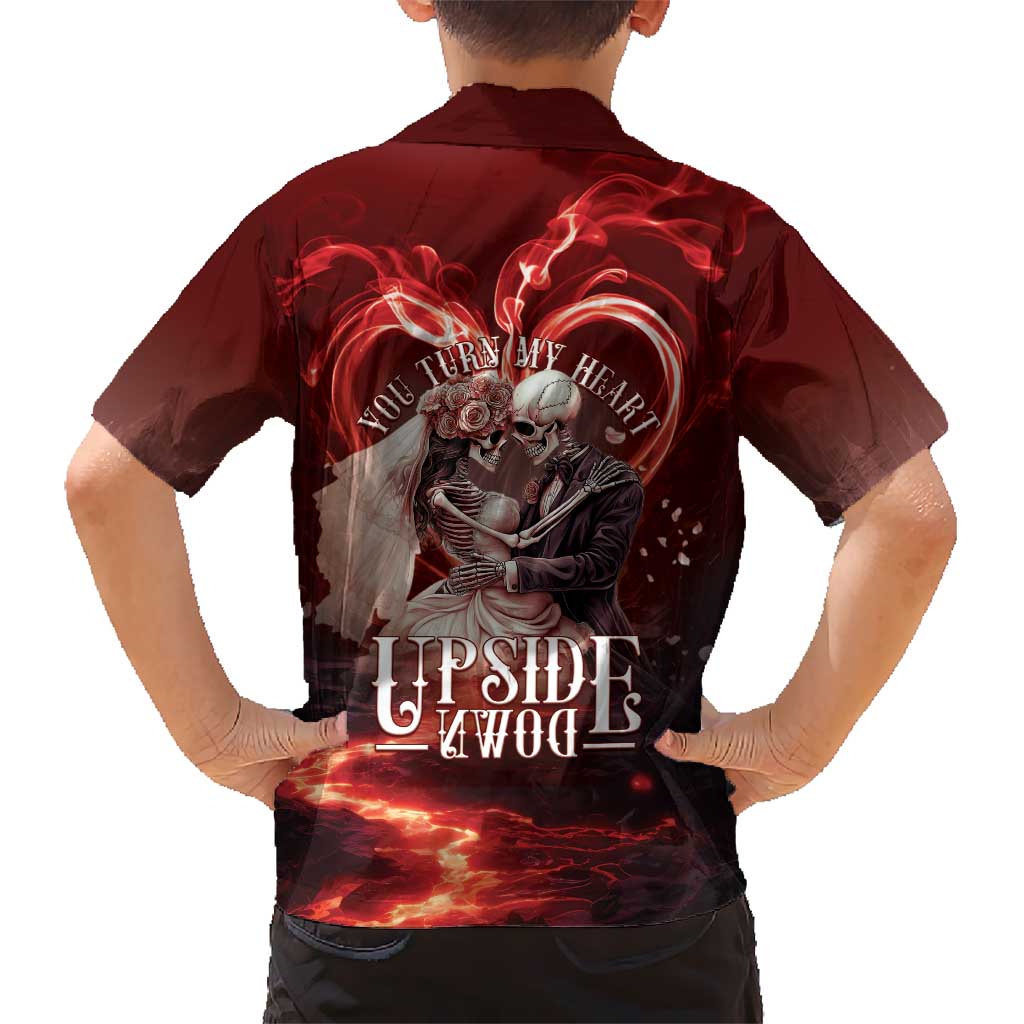 Skull Valentines Day Kid Hawaiian Shirt I Love You To The Upside Down And Back