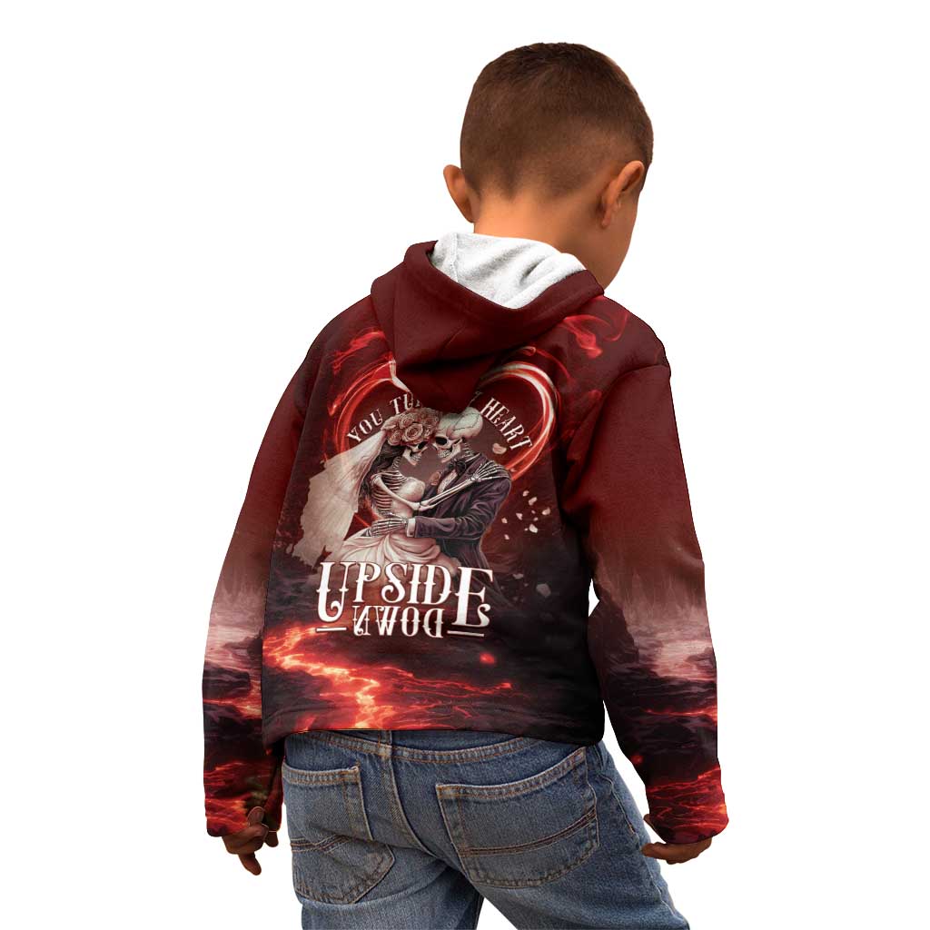 Skull Valentines Day Kid Hoodie I Love You To The Upside Down And Back