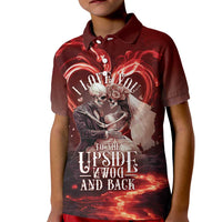 Skull Valentines Day Kid Polo Shirt I Love You To The Upside Down And Back