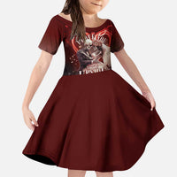 Skull Valentines Day Kid Short Sleeve Dress I Love You To The Upside Down And Back