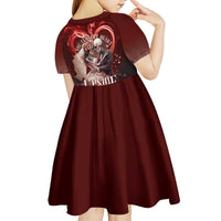 Skull Valentines Day Kid Short Sleeve Dress I Love You To The Upside Down And Back