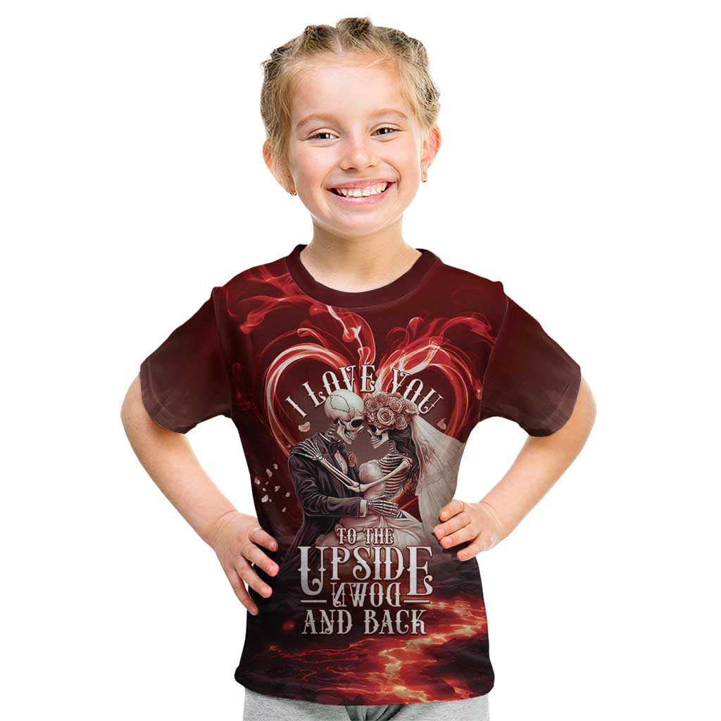 Skull Valentines Day Kid T Shirt I Love You To The Upside Down And Back