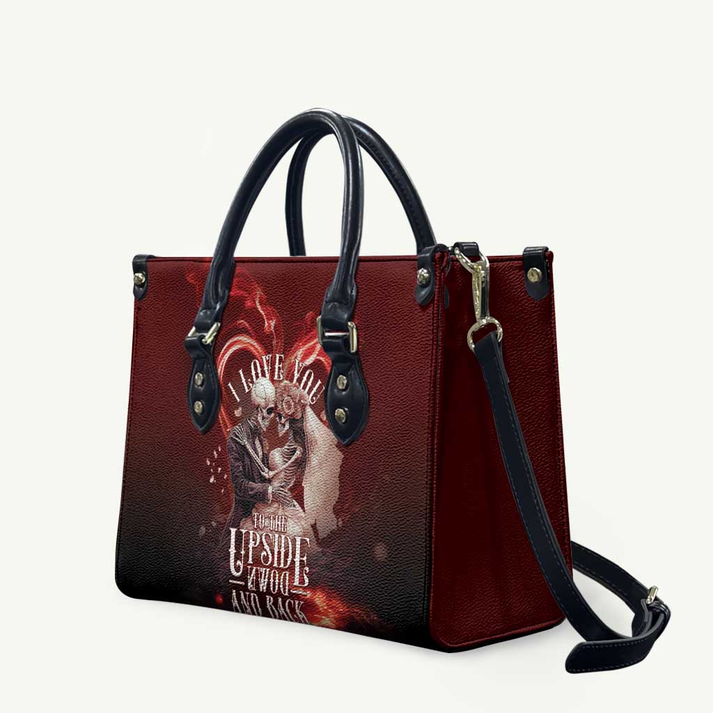 Skull Valentines Day Leather Bag I Love You To The Upside Down And Back