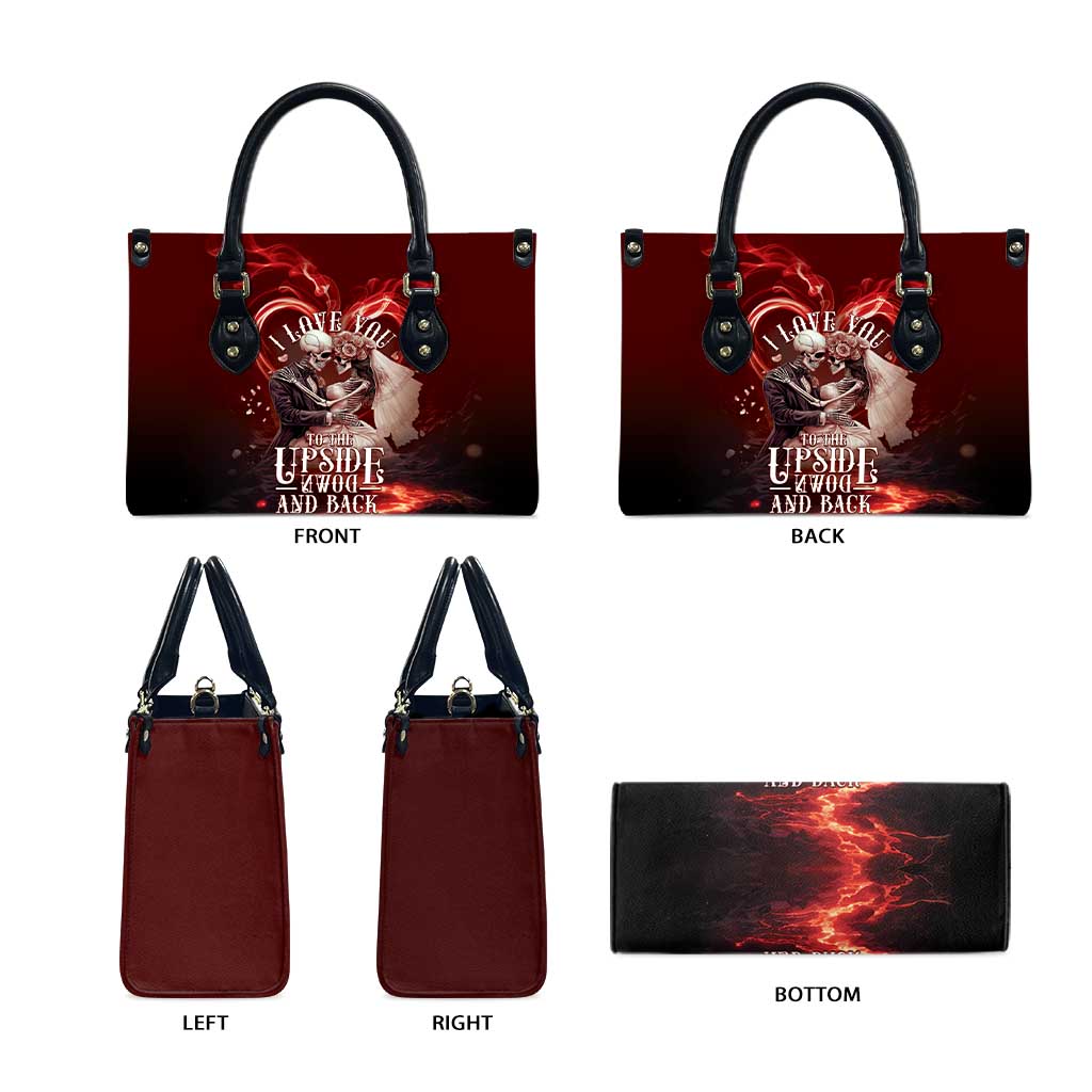 Skull Valentines Day Leather Bag I Love You To The Upside Down And Back