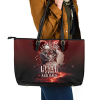 Skull Valentines Day Leather Tote Bag I Love You To The Upside Down And Back