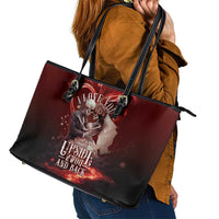 Skull Valentines Day Leather Tote Bag I Love You To The Upside Down And Back