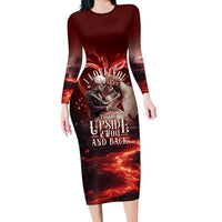 Skull Valentines Day Long Sleeve Bodycon Dress I Love You To The Upside Down And Back