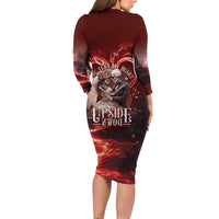 Skull Valentines Day Long Sleeve Bodycon Dress I Love You To The Upside Down And Back