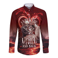 Skull Valentines Day Long Sleeve Button Shirt I Love You To The Upside Down And Back