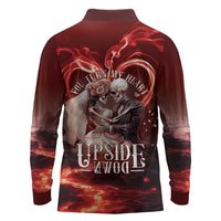Skull Valentines Day Long Sleeve Polo Shirt I Love You To The Upside Down And Back