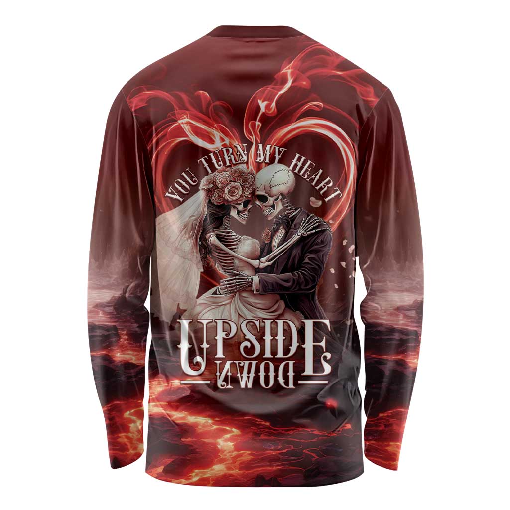 Skull Valentines Day Long Sleeve Shirt I Love You To The Upside Down And Back