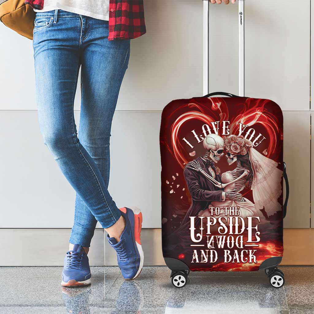 Skull Valentines Day Luggage Cover I Love You To The Upside Down And Back