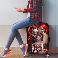 Skull Valentines Day Luggage Cover I Love You To The Upside Down And Back