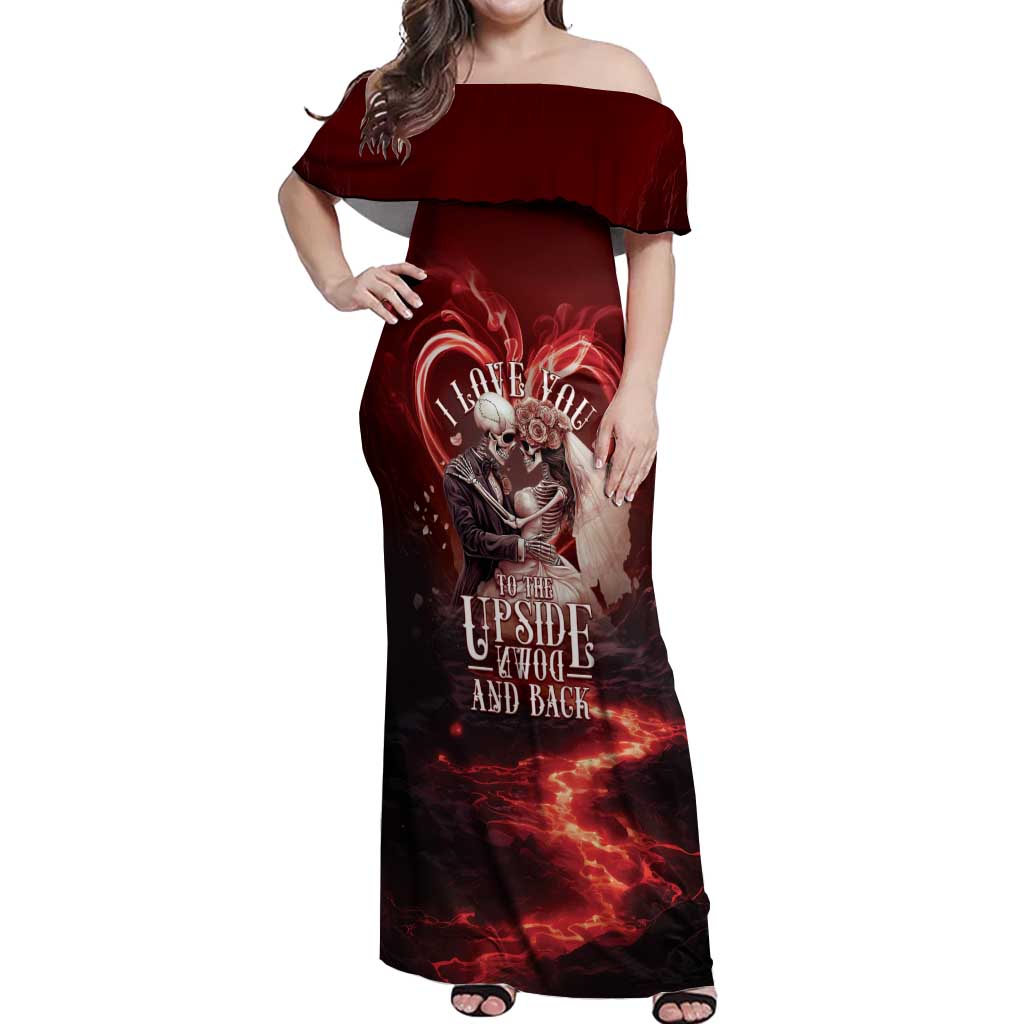 Skull Valentines Day Off Shoulder Maxi Dress I Love You To The Upside Down And Back