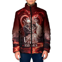 Skull Valentines Day Padded Jacket I Love You To The Upside Down And Back