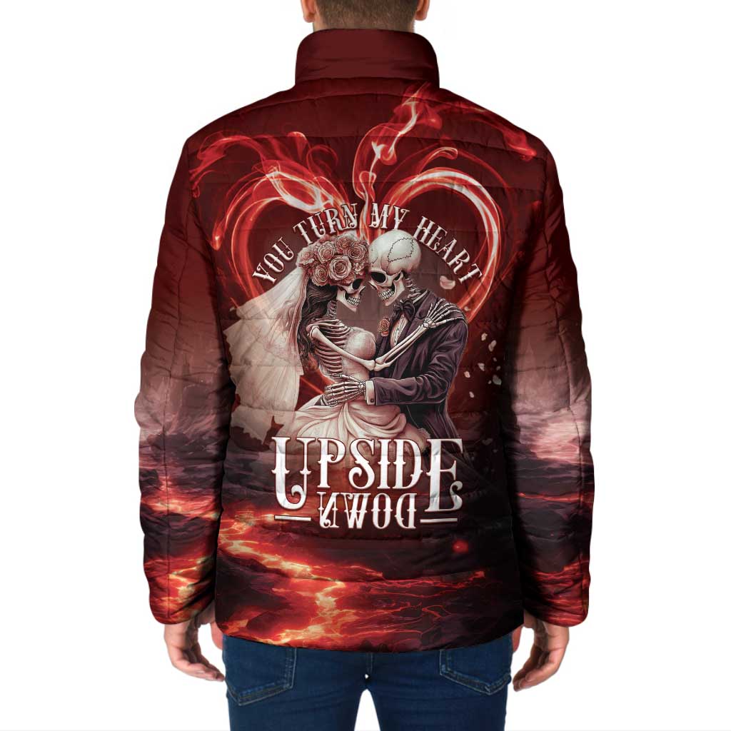 Skull Valentines Day Padded Jacket I Love You To The Upside Down And Back