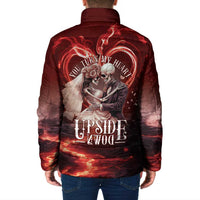 Skull Valentines Day Padded Jacket I Love You To The Upside Down And Back