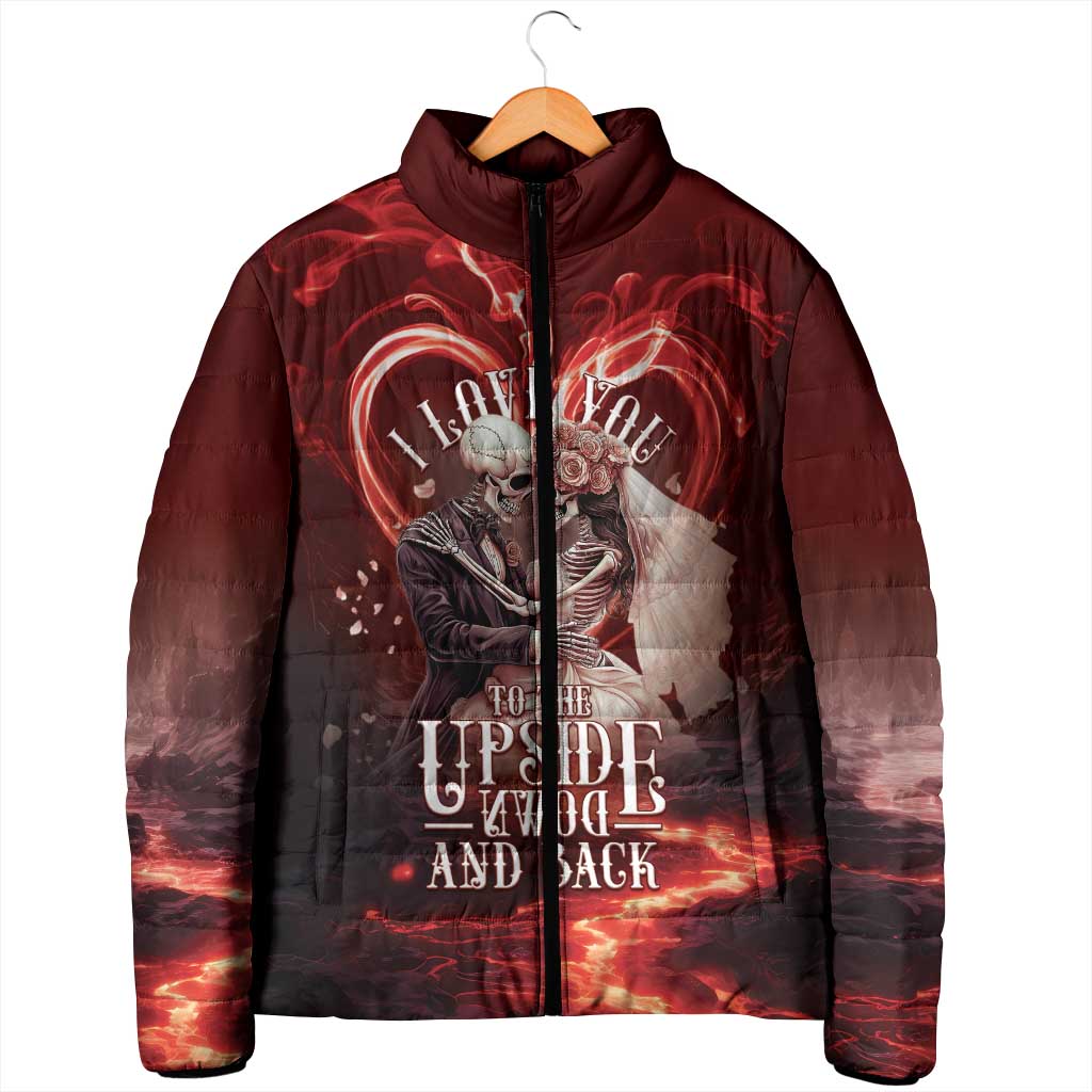 Skull Valentines Day Padded Jacket I Love You To The Upside Down And Back