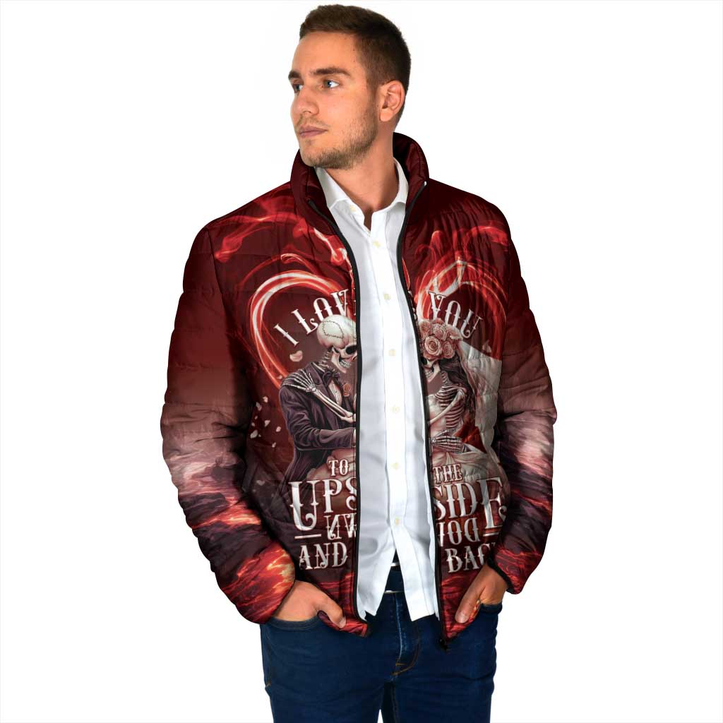 Skull Valentines Day Padded Jacket I Love You To The Upside Down And Back
