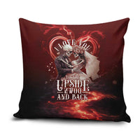 Skull Valentines Day Pillow Cover I Love You To The Upside Down And Back