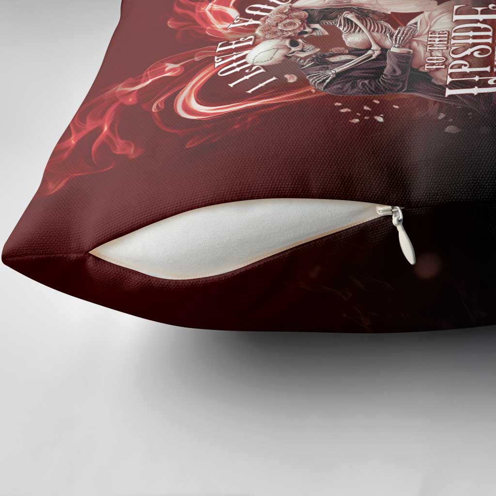 Skull Valentines Day Pillow Cover I Love You To The Upside Down And Back